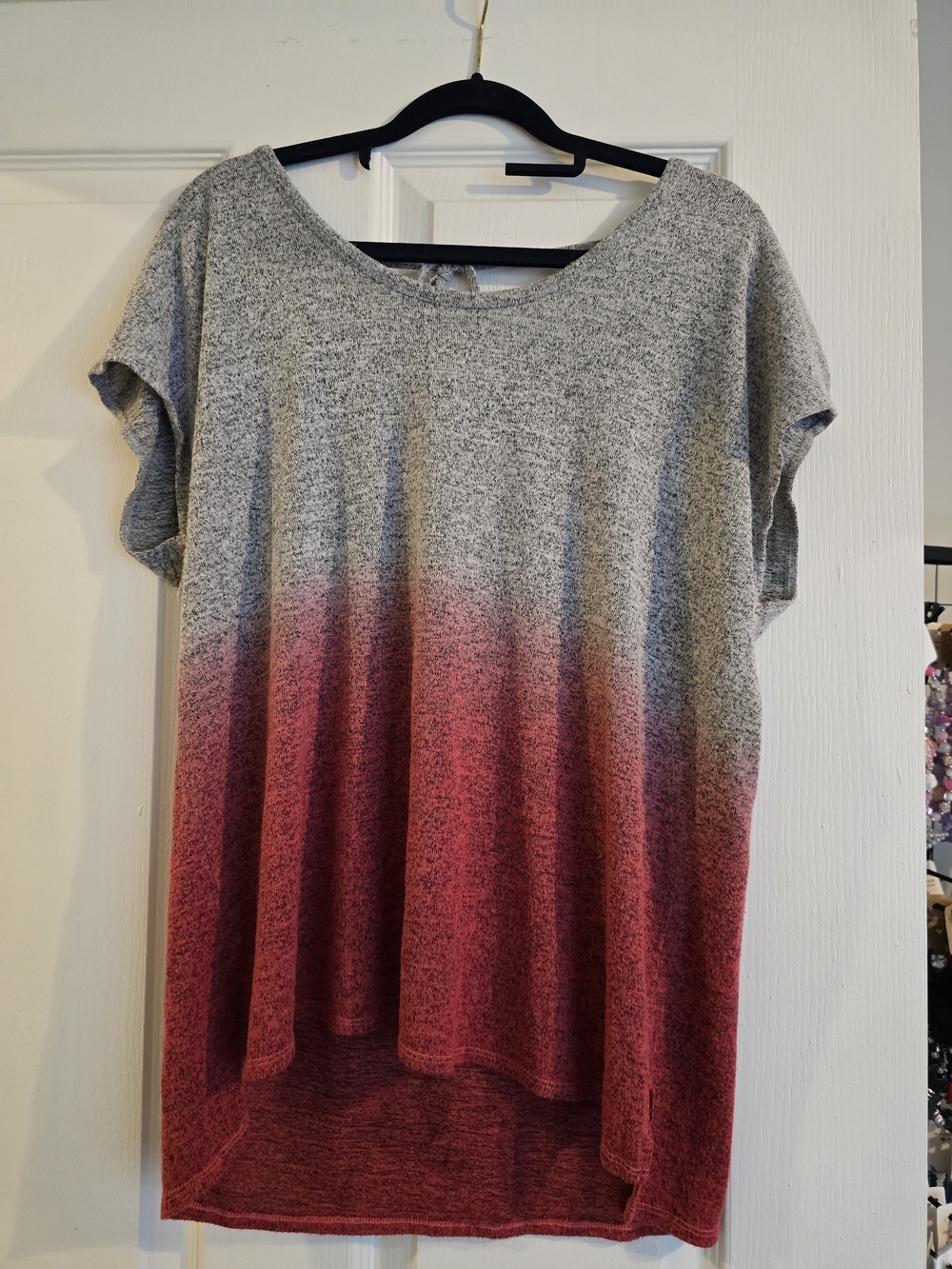 Workshop Republic Clothing Grey to Pink Ombre Short Sleeve Top